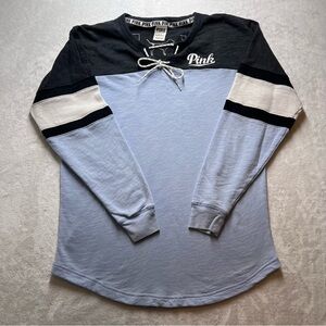 PINK by Victoria Secret Women’s Long Sleeve Oversized Shirt Front Tie Size S